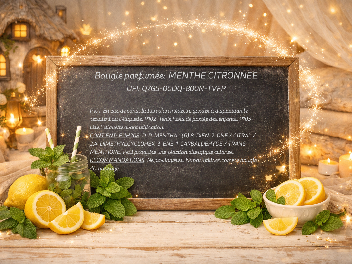 🕯️ Bougie parfumée classique - Menthe citronnée