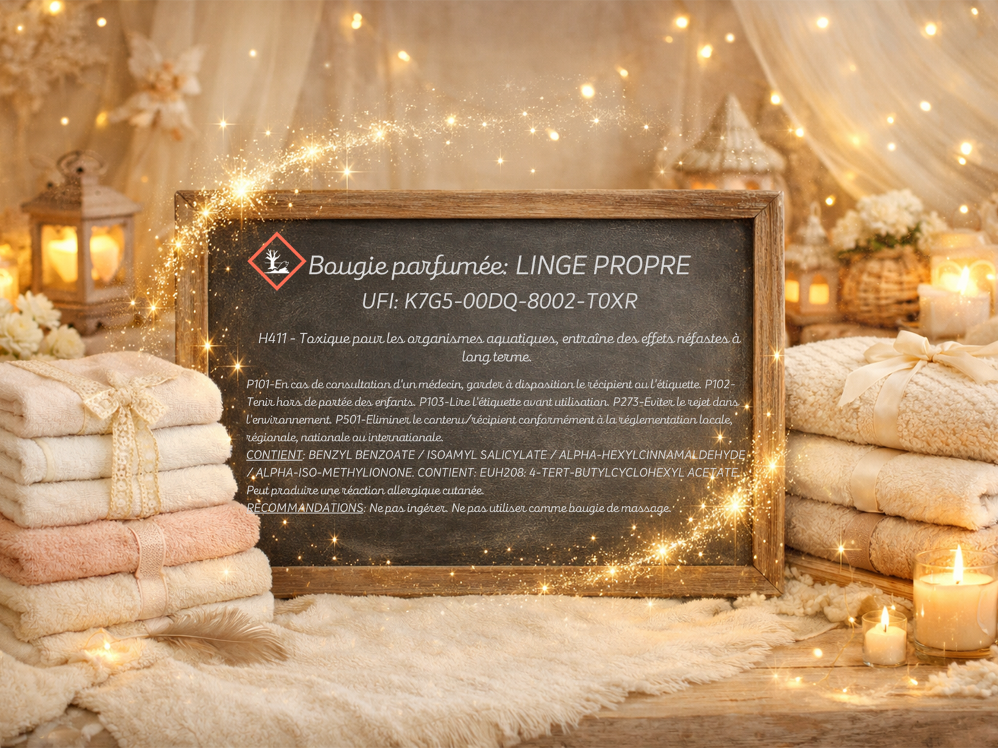 🕯️ Bougie parfumée classique - Linge propre