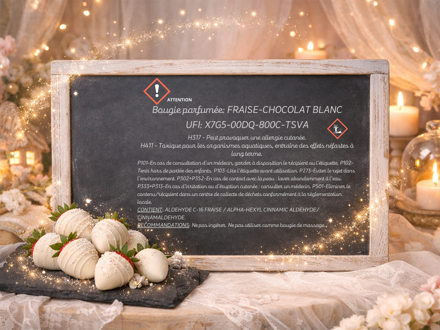 🕯️ Bougie parfumée classique - Fraise chocolat blanc