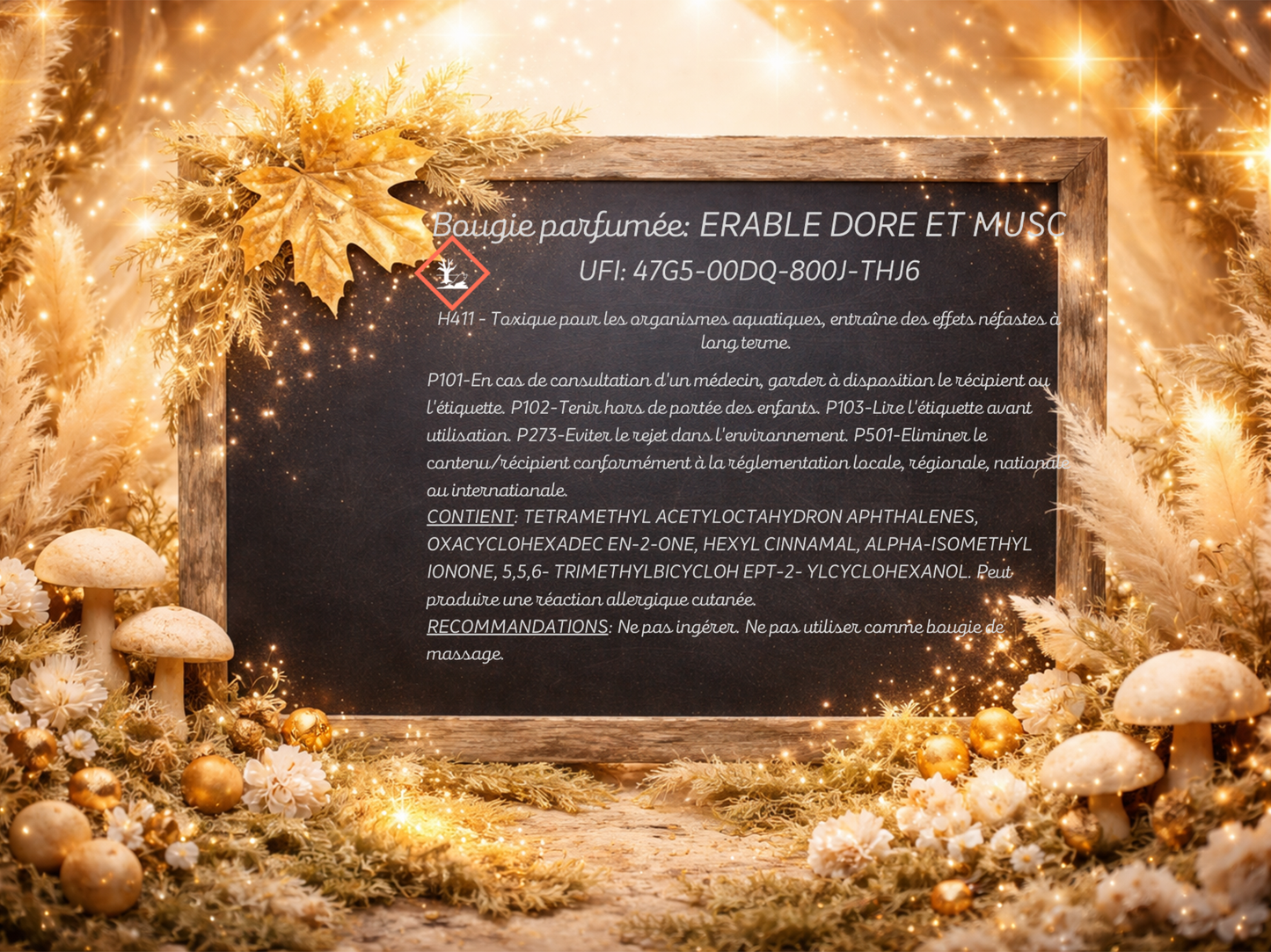 🕯️ Bougie parfumée classique - Erable doré et musc