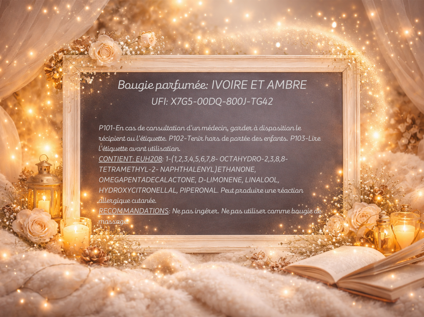 🕯️ Bougie parfumée classique - Ivoire et ambre