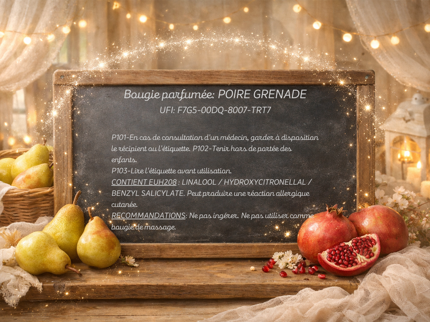 🕯️ Bougie parfumée classique - Poire et grenade