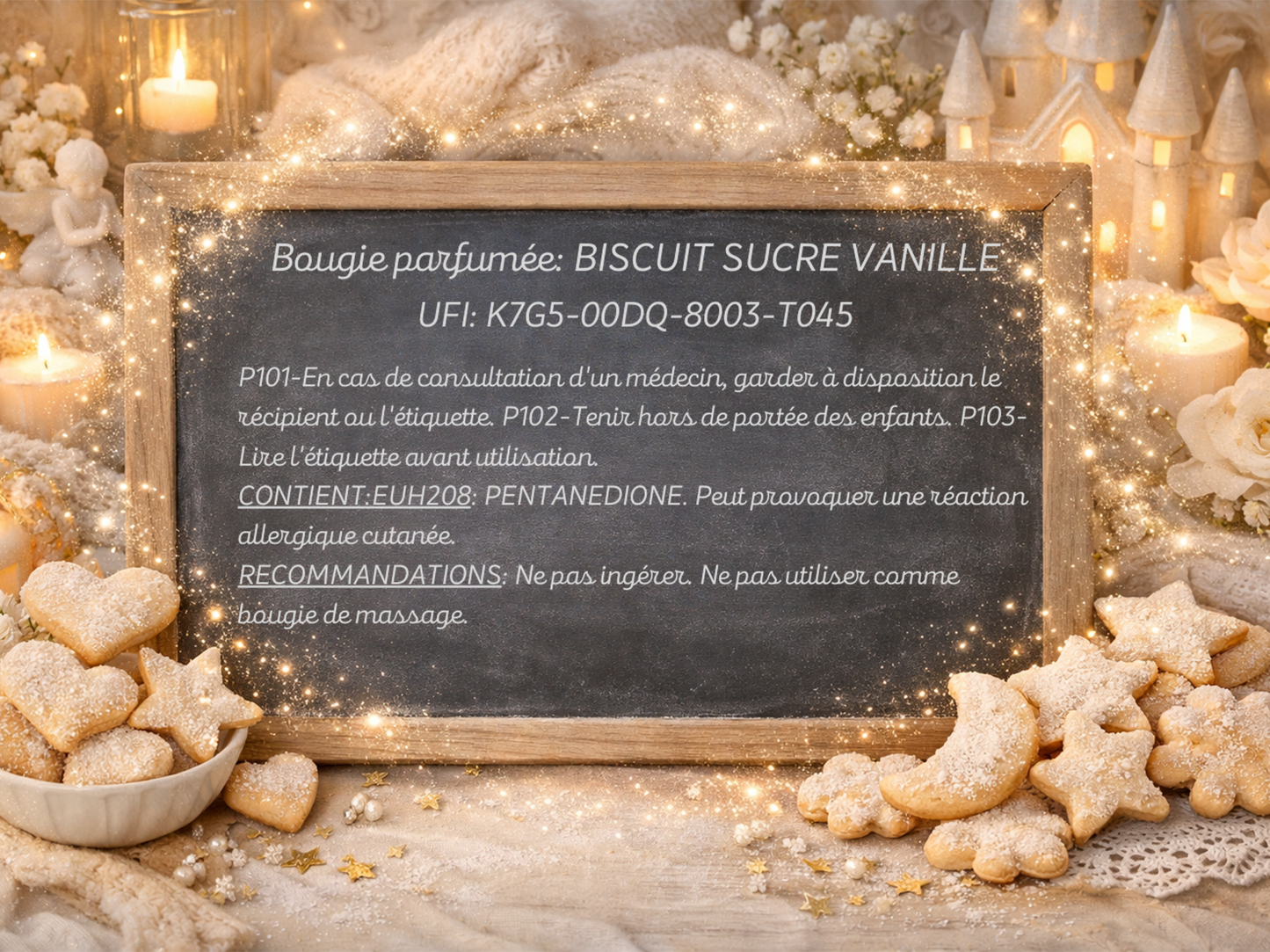 🕯️ Bougie parfumée classique - Biscuit sucre vanillé