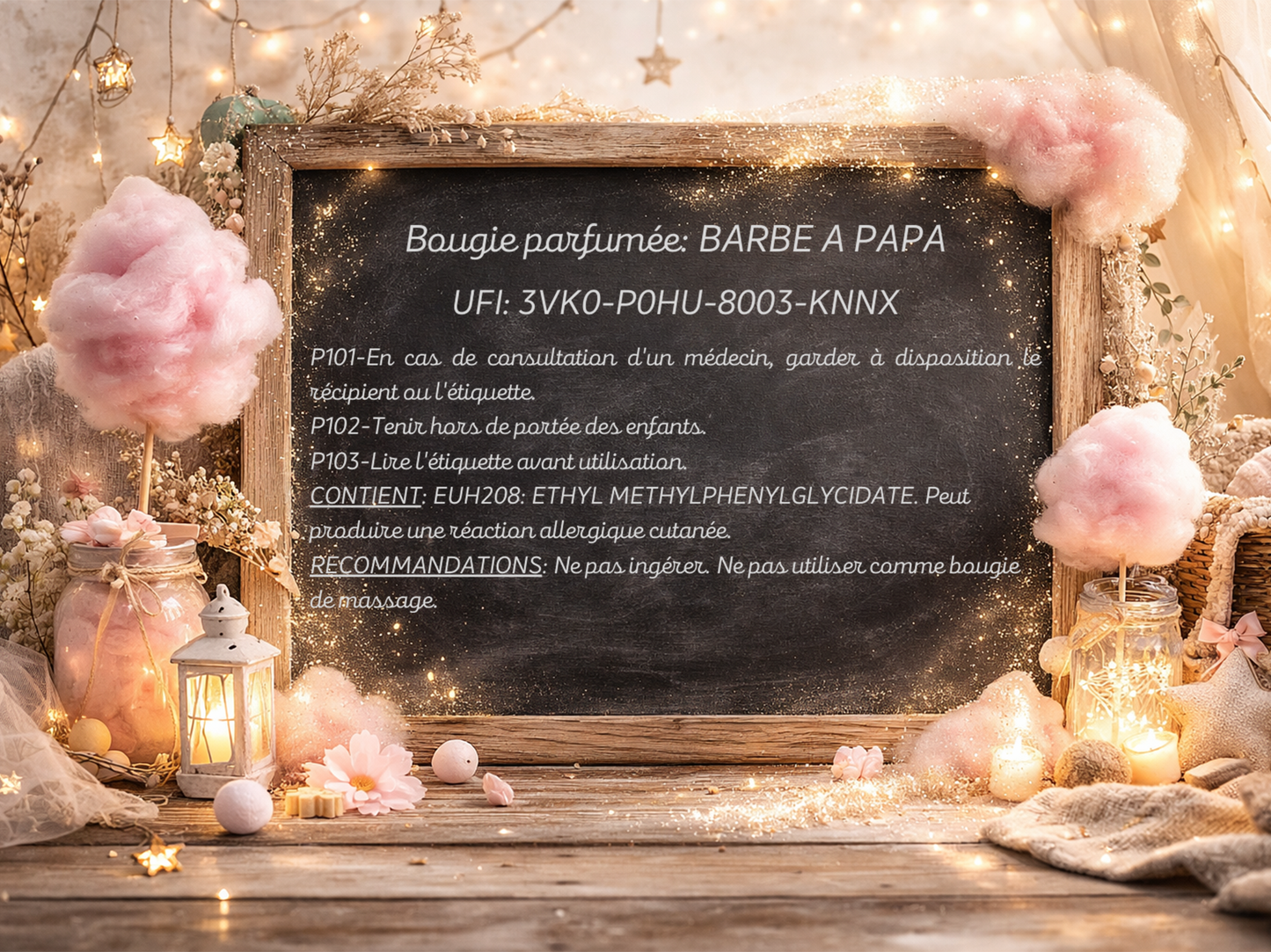 🕯️ Bougie parfumée classique - Barbe à papa
