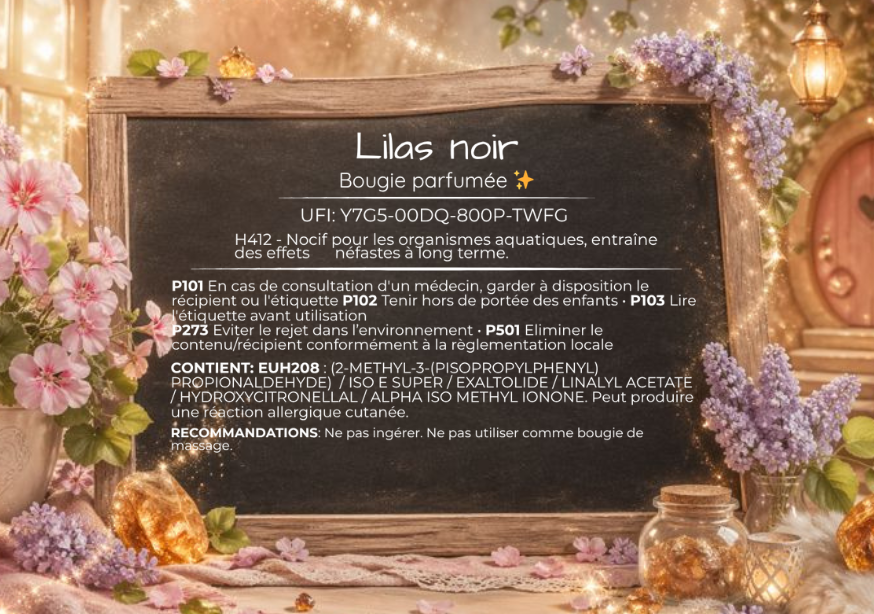 🕯️ Bougie parfumée classique - Lilas noir