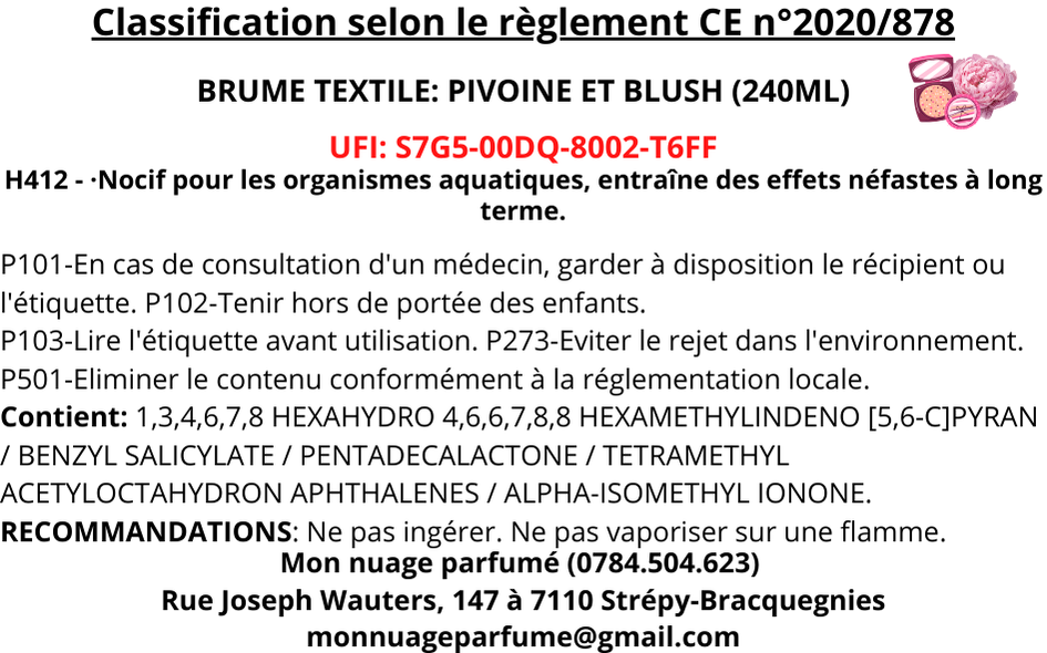 Brume textile - Pivoine et blush