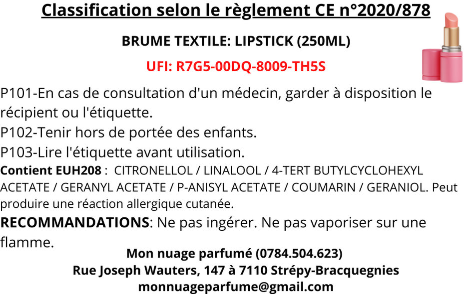 Brume textile - Lipstick