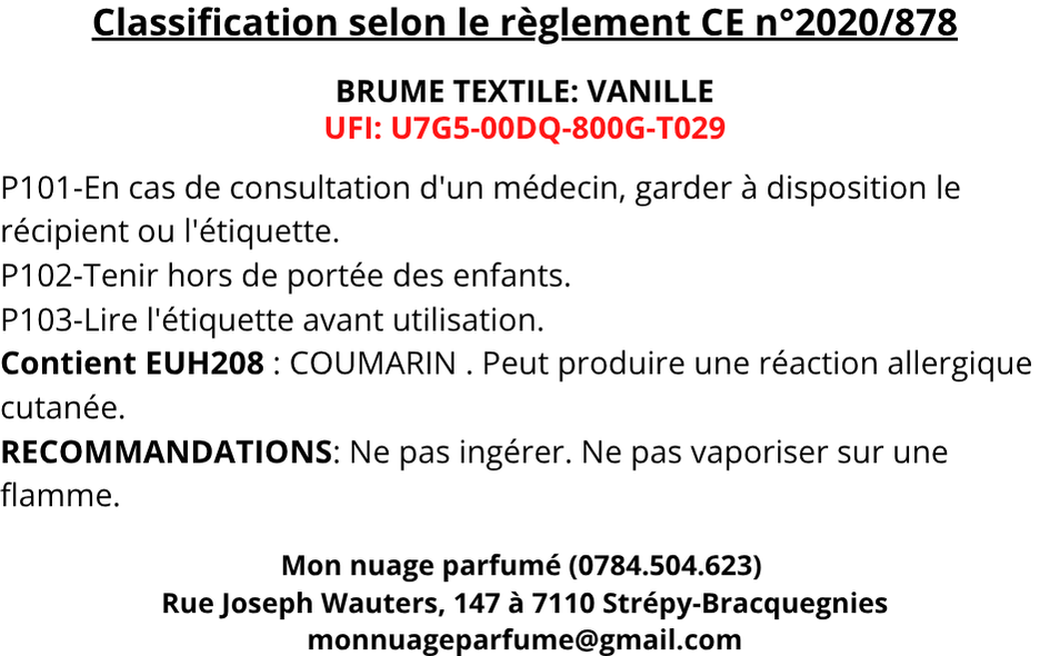 Brume textile - Vanille