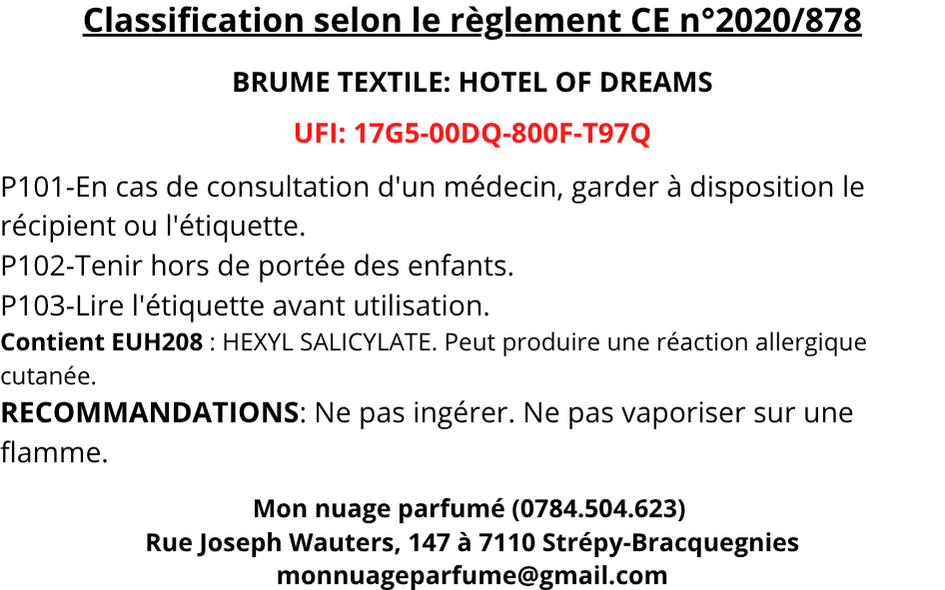 Brume textile - Hotel of dreams