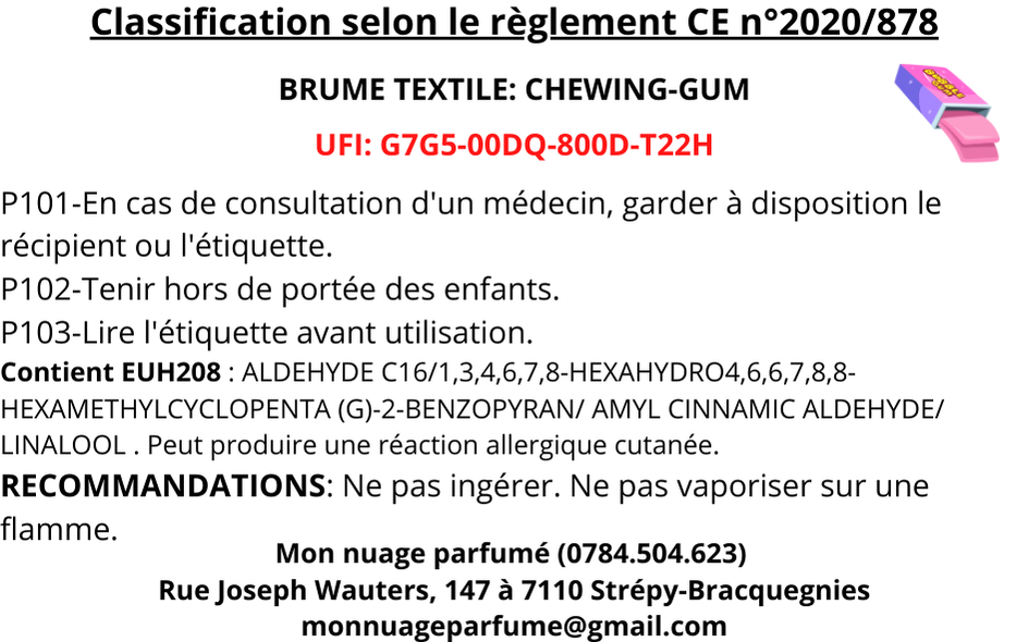 Brume textile - Chewing gum