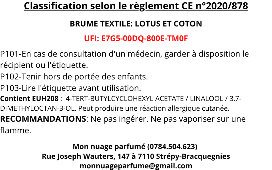 Brume textile - Lotus et coton