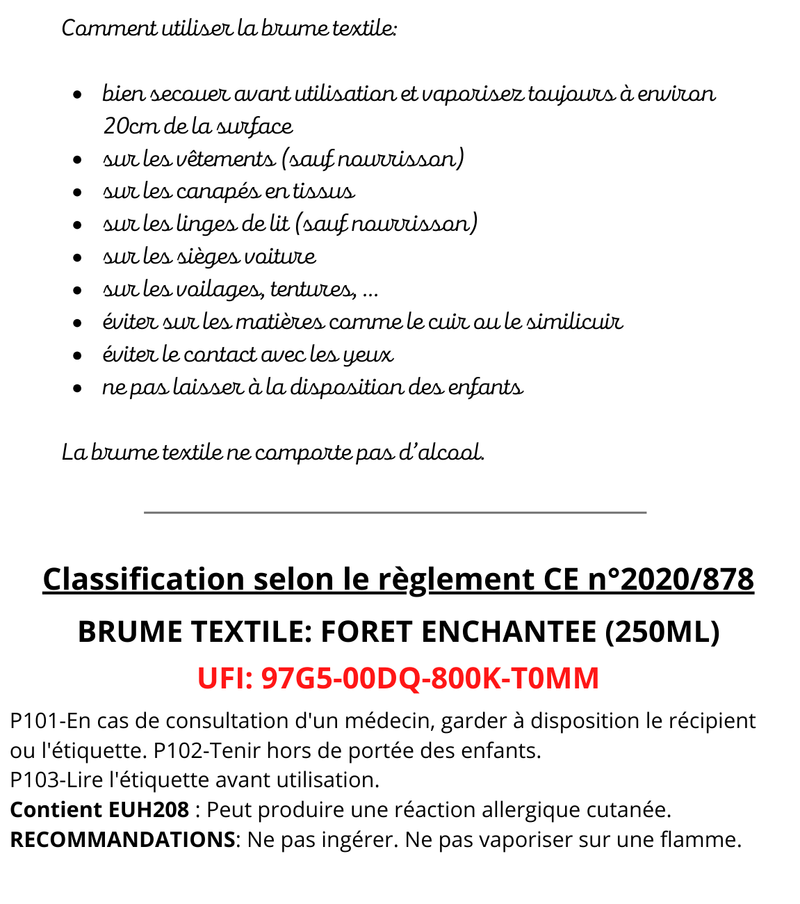 Brume textile - Forêt enchantée