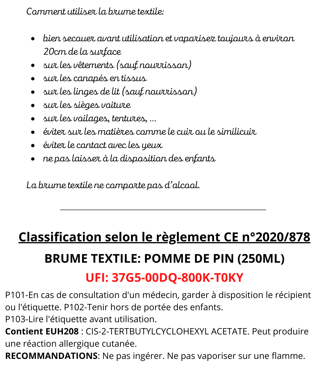 BRUME TEXTILE - POMME DE PIN (250ML)