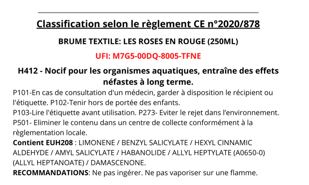 Brume textile - Les roses en rouge