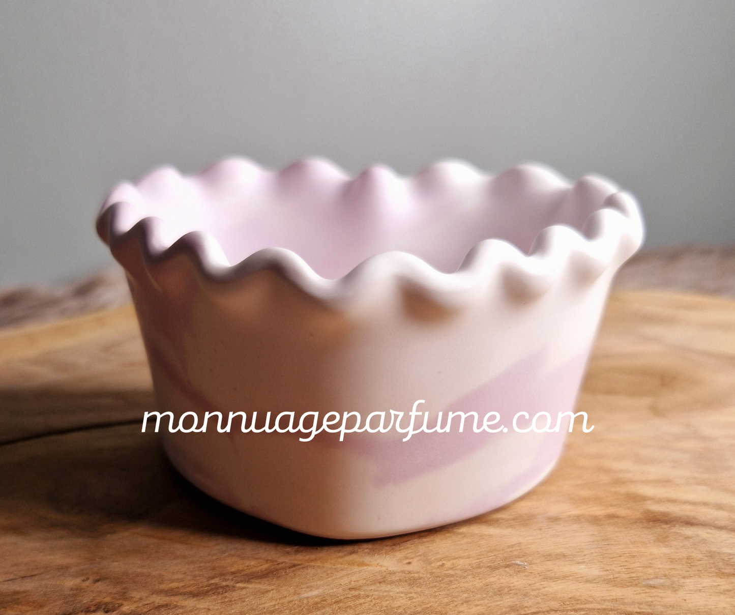 Pot cœur marbré blanc et violet