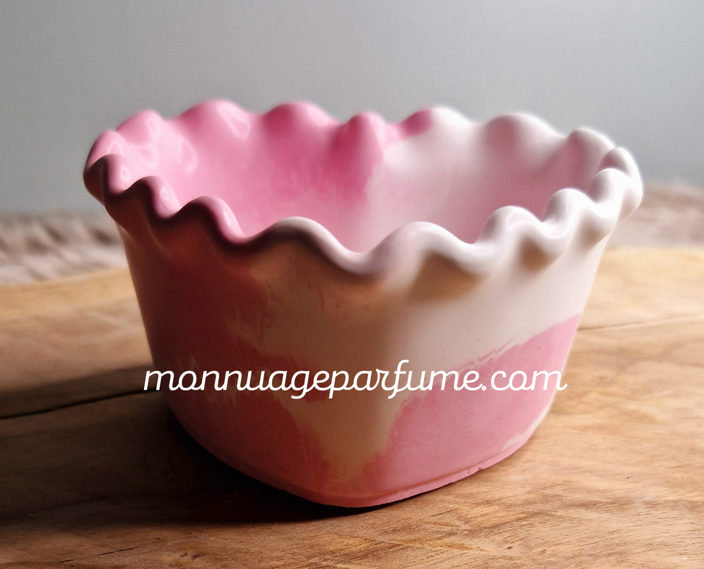 Pot cœur marbré blanc et rose