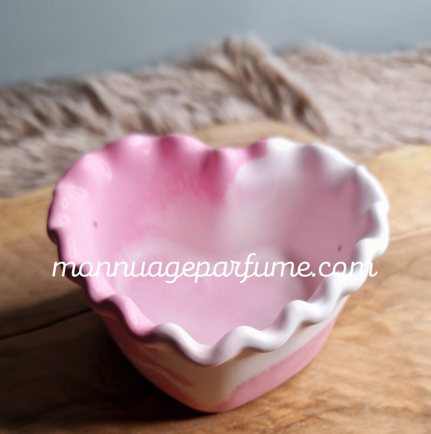 Pot cœur marbré blanc et rose