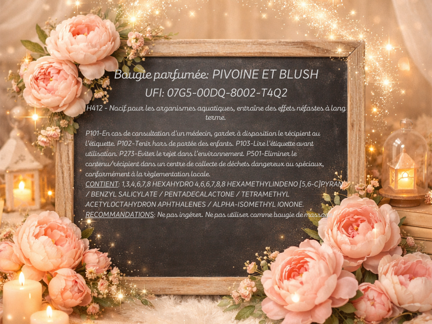 🕯️ Bougie parfumée classique - Pivoine et blush