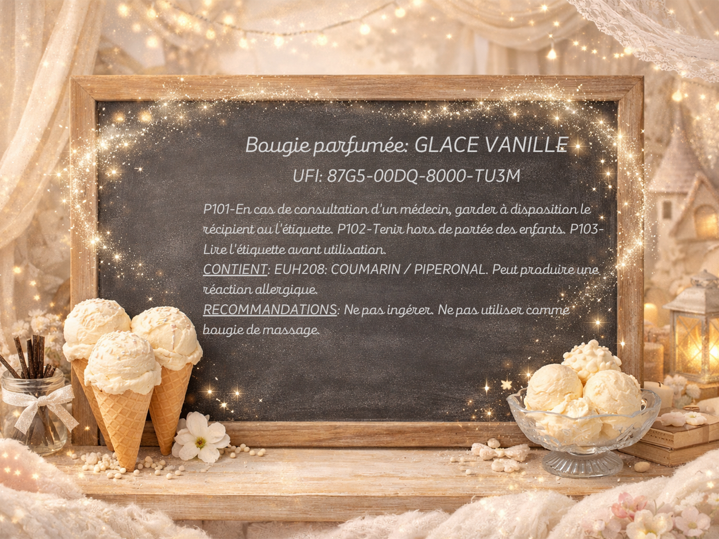 🕯️ Bougie parfumée classique - Glace vanille