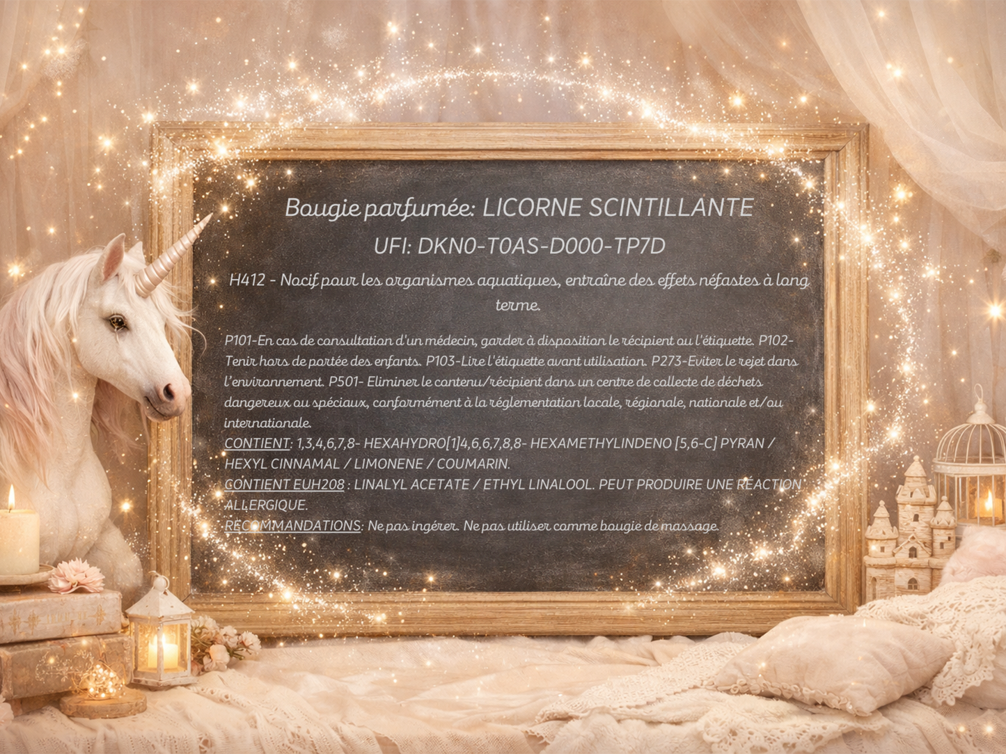 🕯️ Bougie parfumée classique - Licorne scintillante