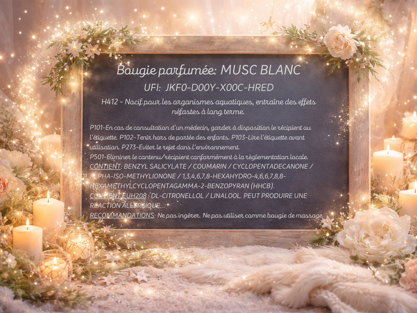 🕯️ Bougie parfumée classique - Musc blanc