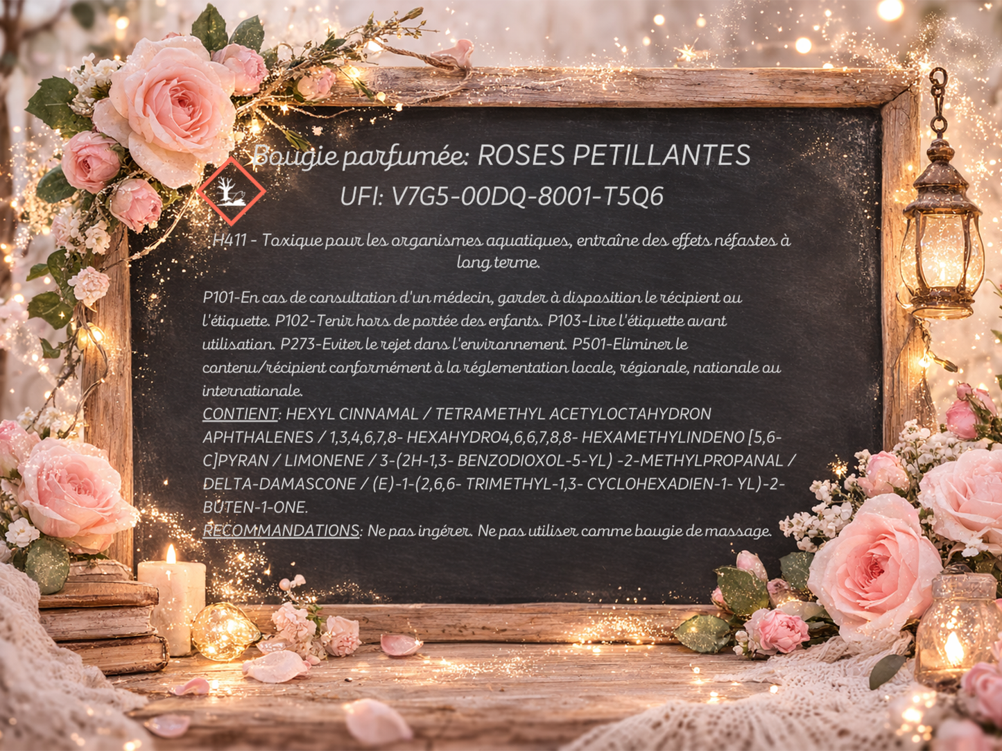 🕯️ Bougie parfumée classique - Rose pétillante