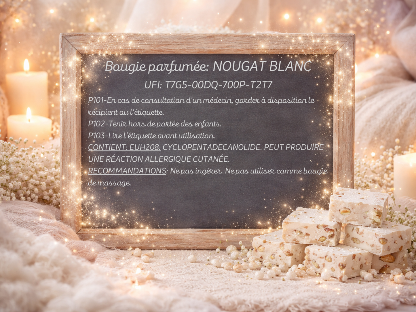 🕯️ Bougie parfumée classique - Nougat blanc