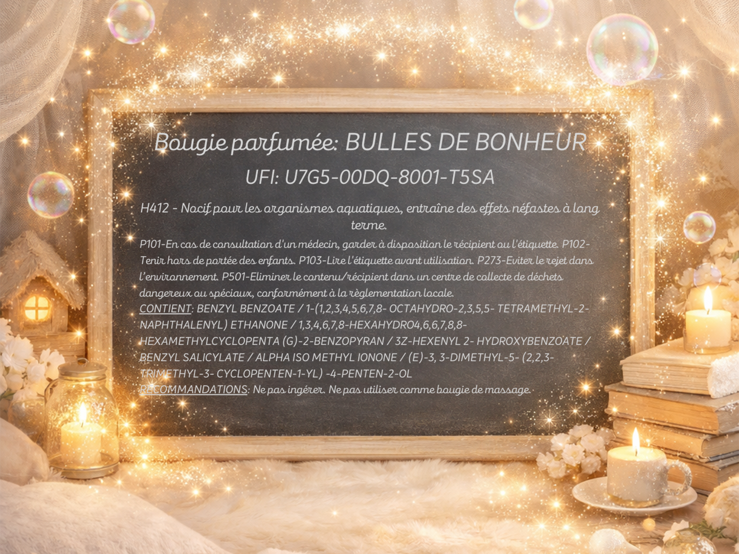 🕯️ Bougie parfumée classique - Bulles de bonheur