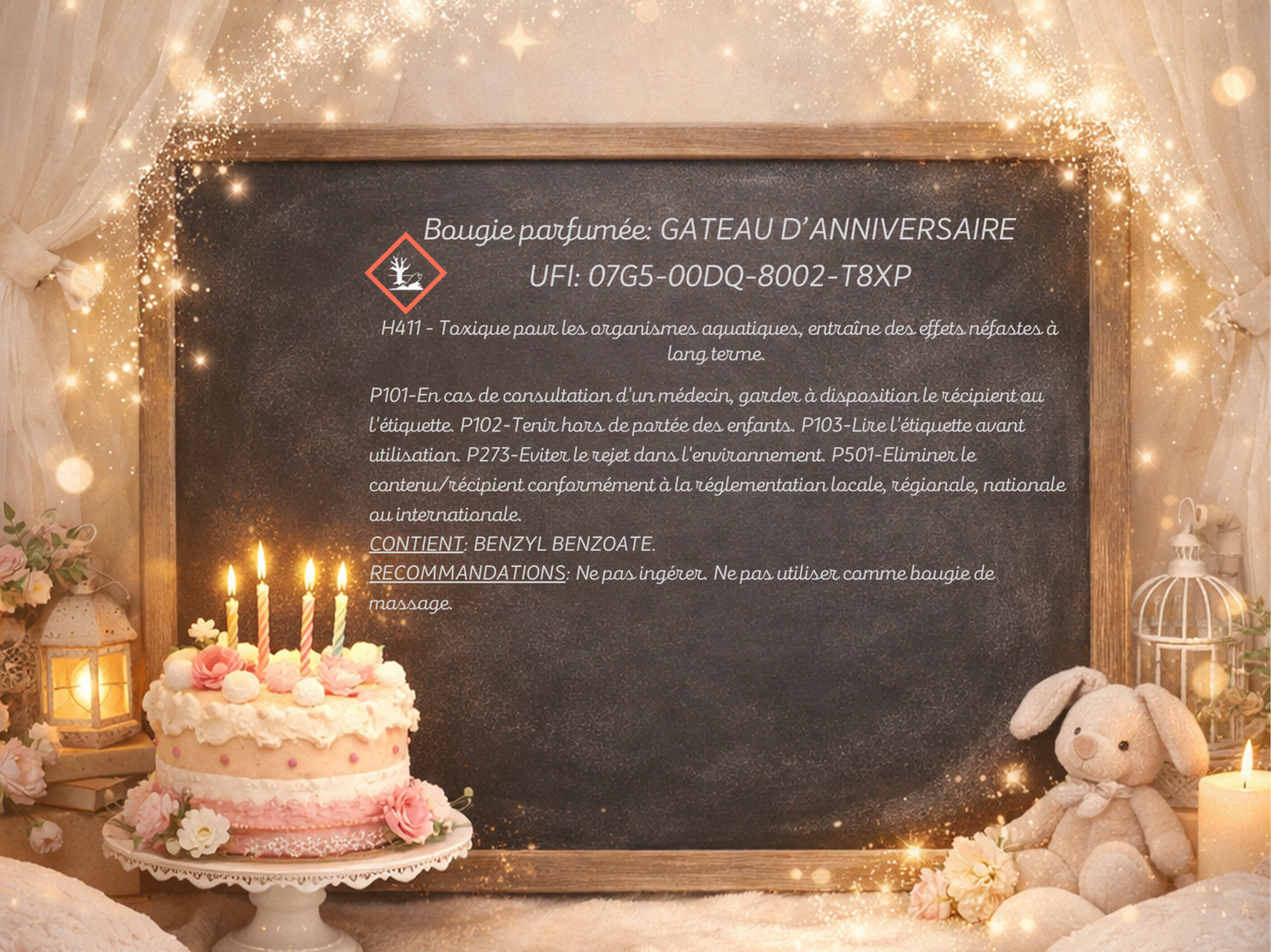 🕯️ Bougie parfumée classique - Gâteau d'anniversaire