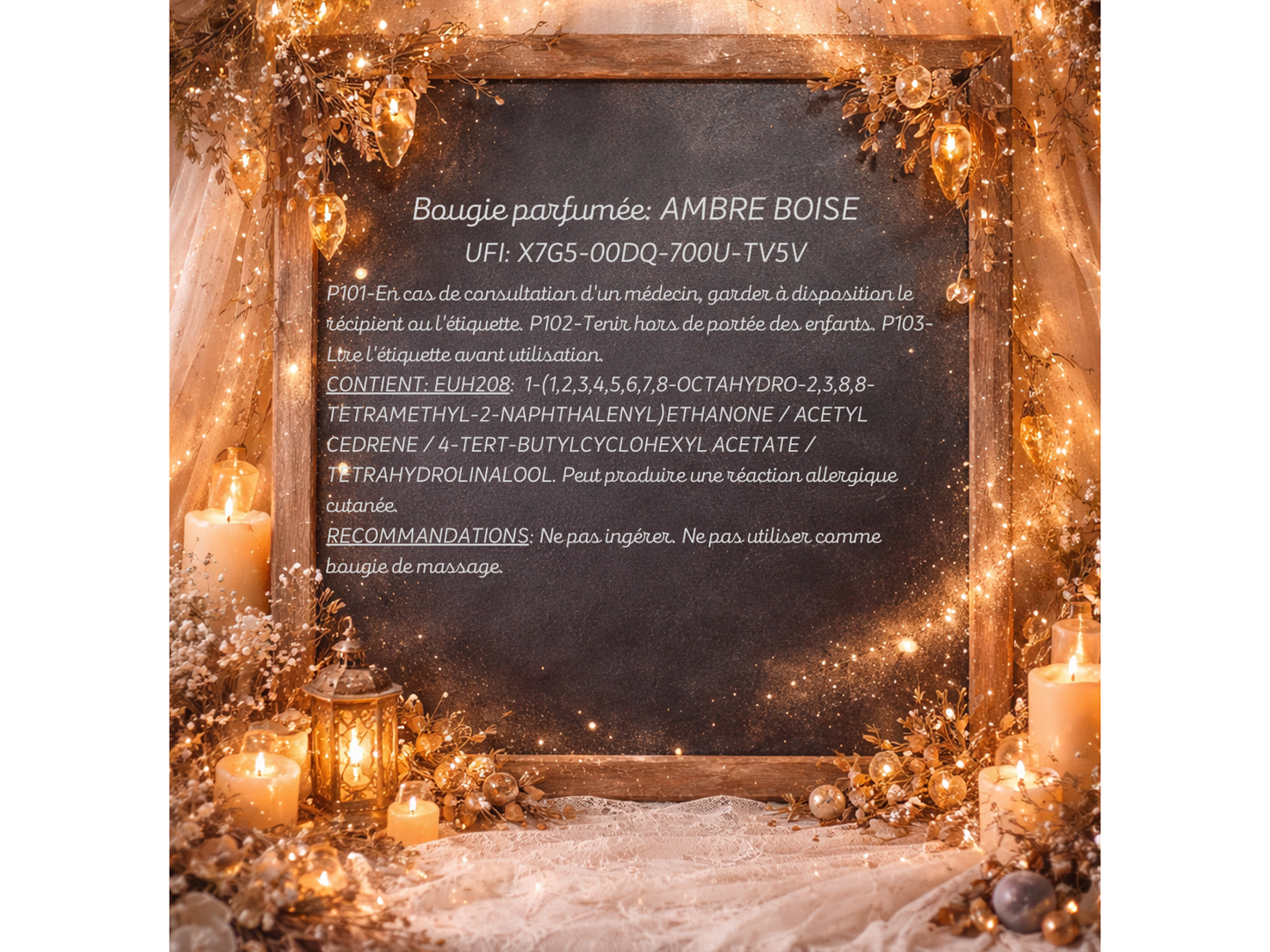 🕯️ Bougie parfumée classique - Ambre boisé