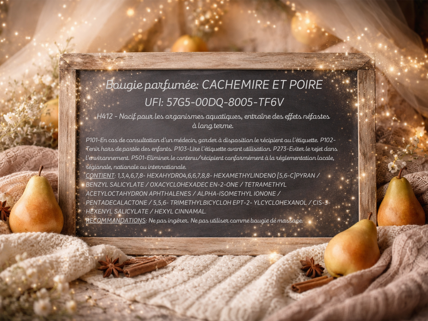 🕯️ Bougie parfumée classique - Cachemire et poire