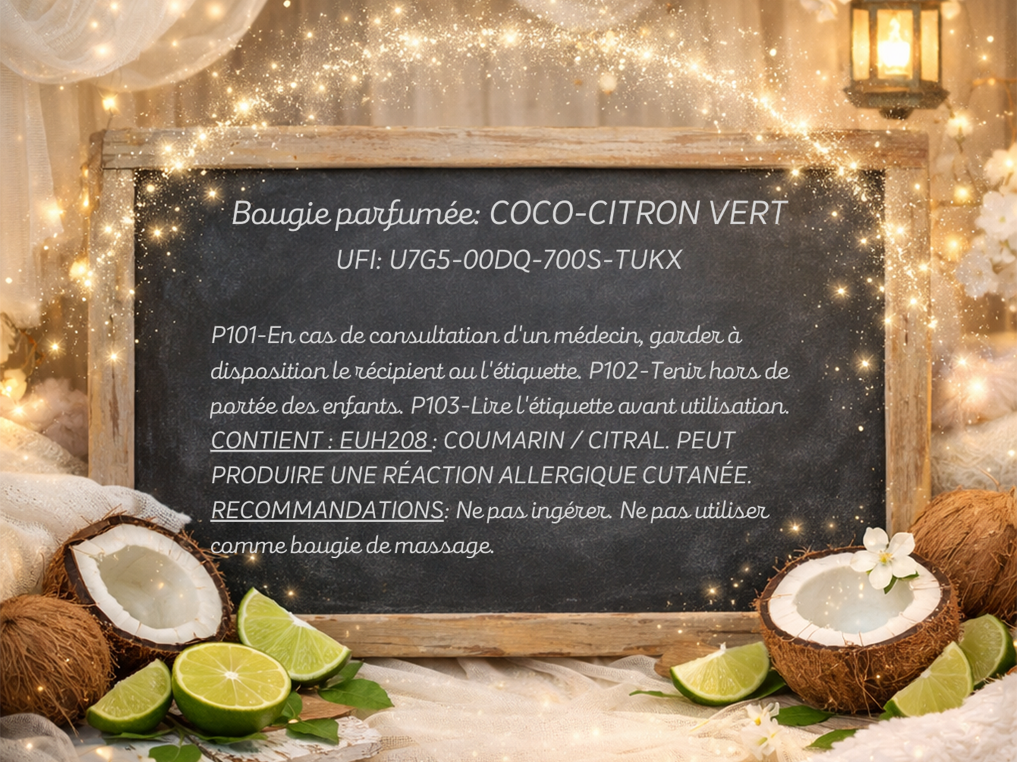 🕯️ Bougie parfumée classique - Coco - citron vert