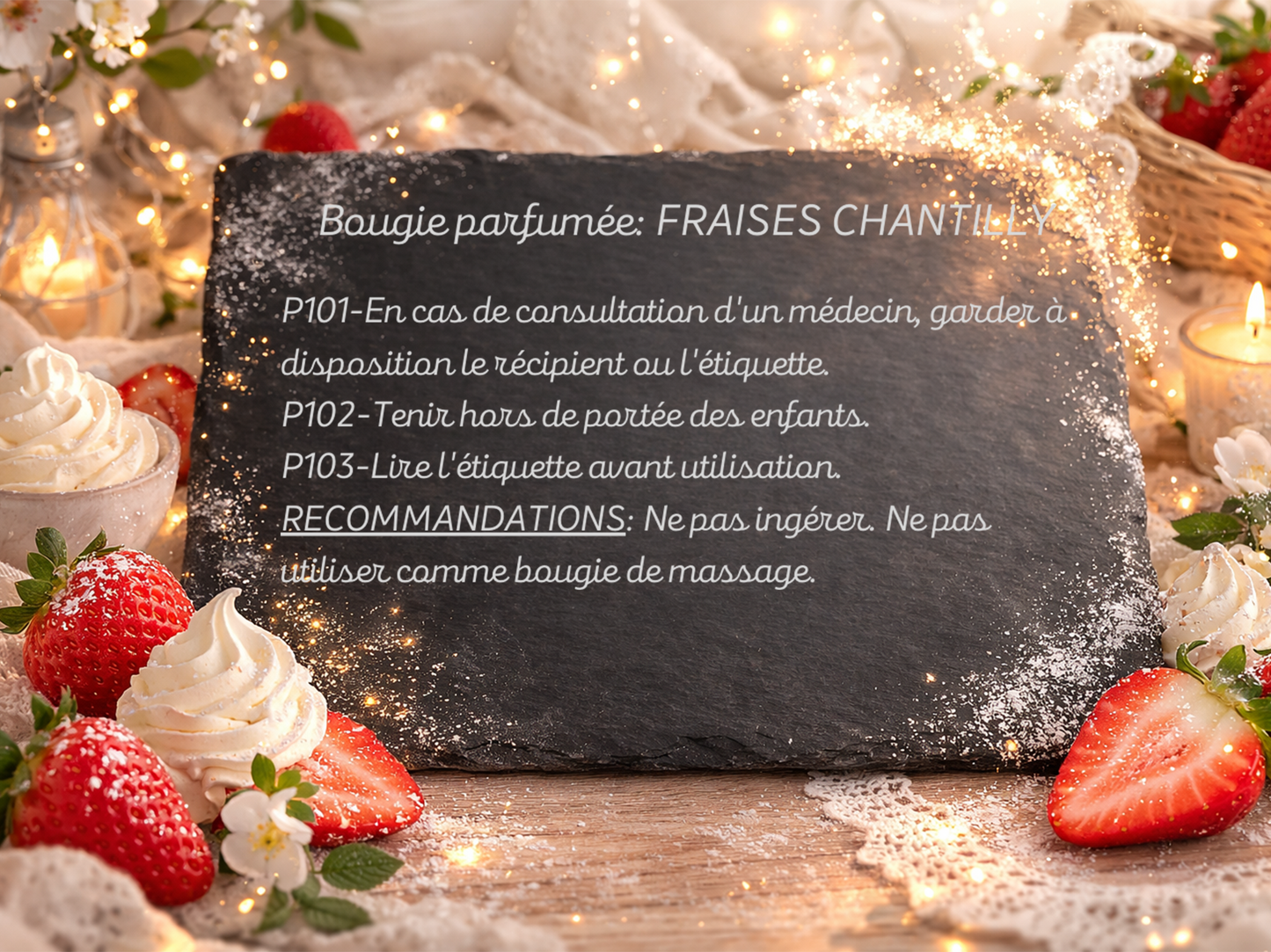 🕯️ Bougie parfumée classique - Fraise chantilly