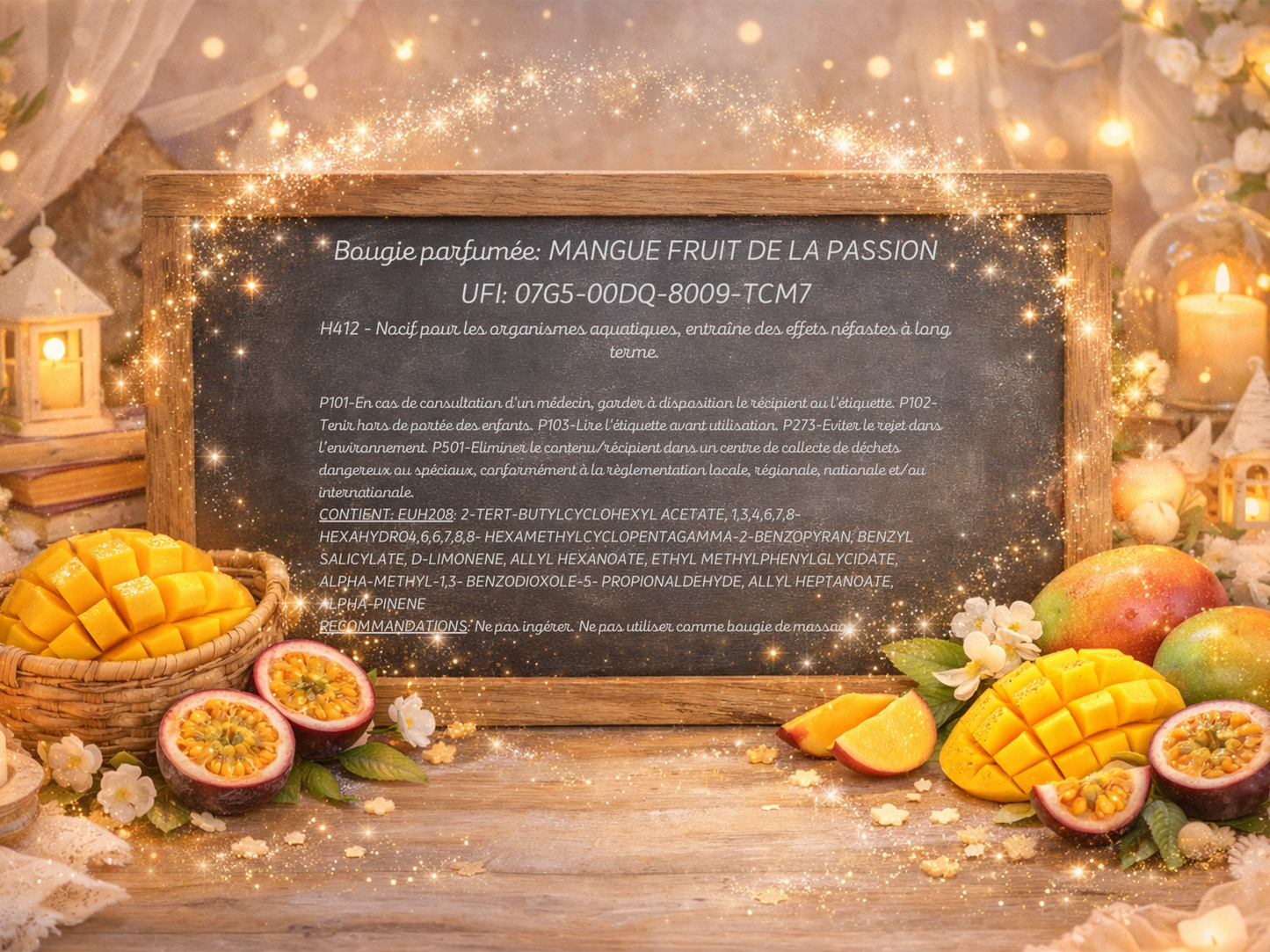 🕯️ Bougie parfumée classique - Mangue et fruit de la passion