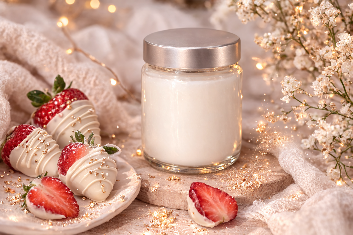 🕯️ Bougie parfumée classique - Fraise chocolat blanc