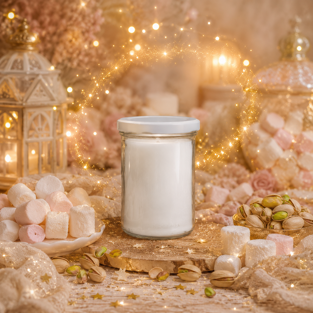 🕯️ Bougie parfumée classique - Pistache et guimauve