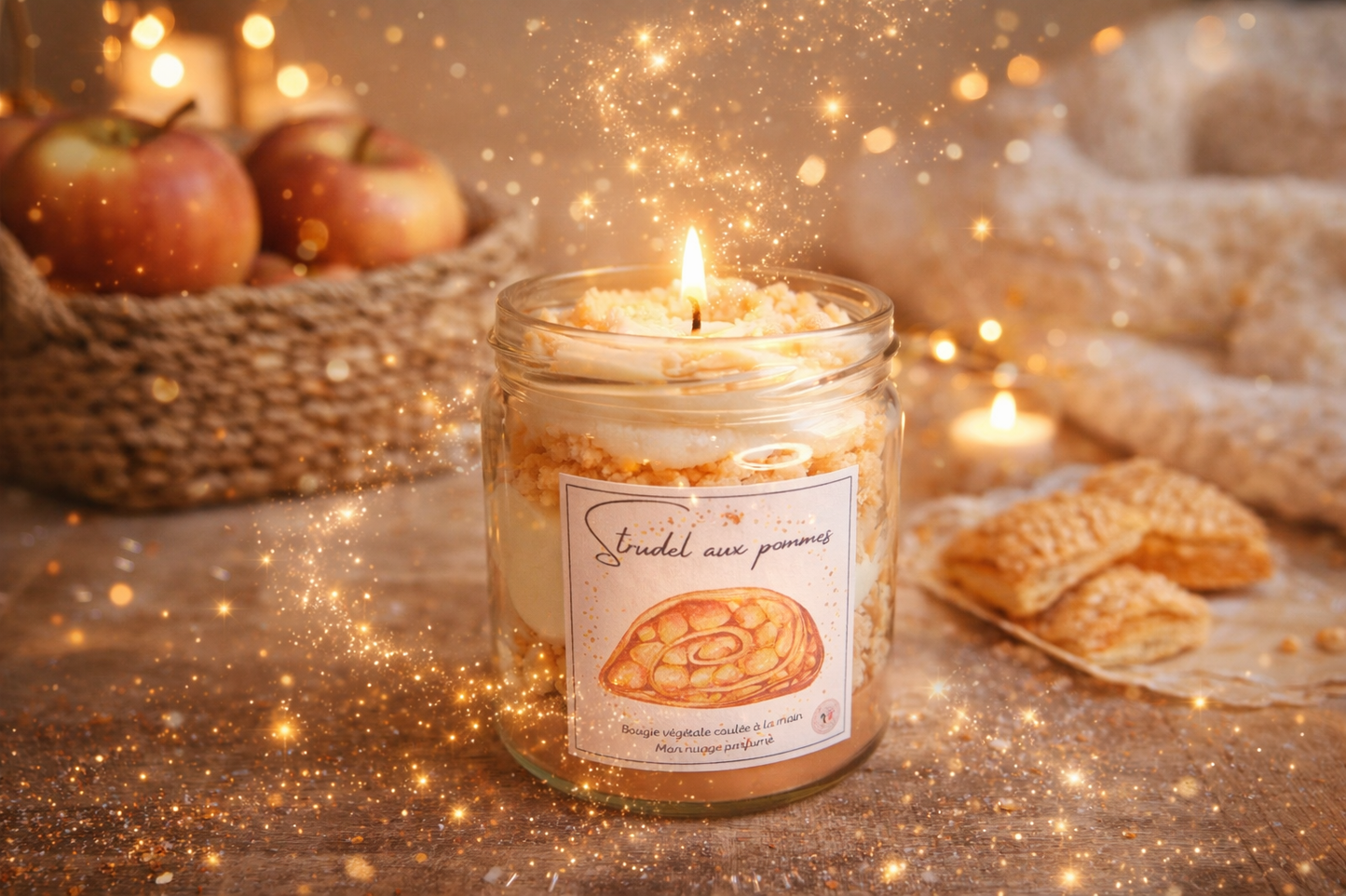 🍎 Bougie gourmande - “Strudel aux pommes”