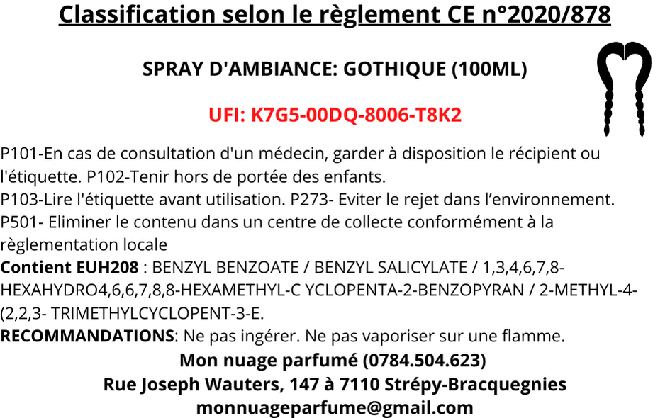 SPRAY D'AMBIANCE - GOTHIQUE (100ml) )