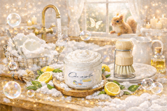 Cake vaisselle "Citron et Arbre à thé" + brosse naturelle