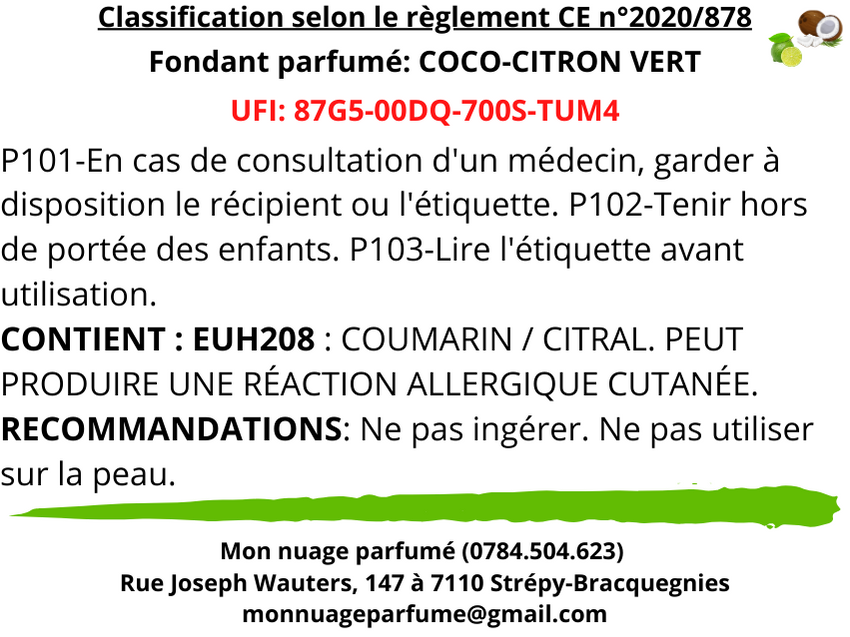 Pot de fondants parfumés "COCO CITRON VERT" (Scoopable wax)