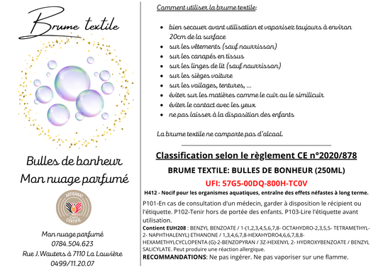 BRUME TEXTILE - BULLES DE BONHEUR (250ML)