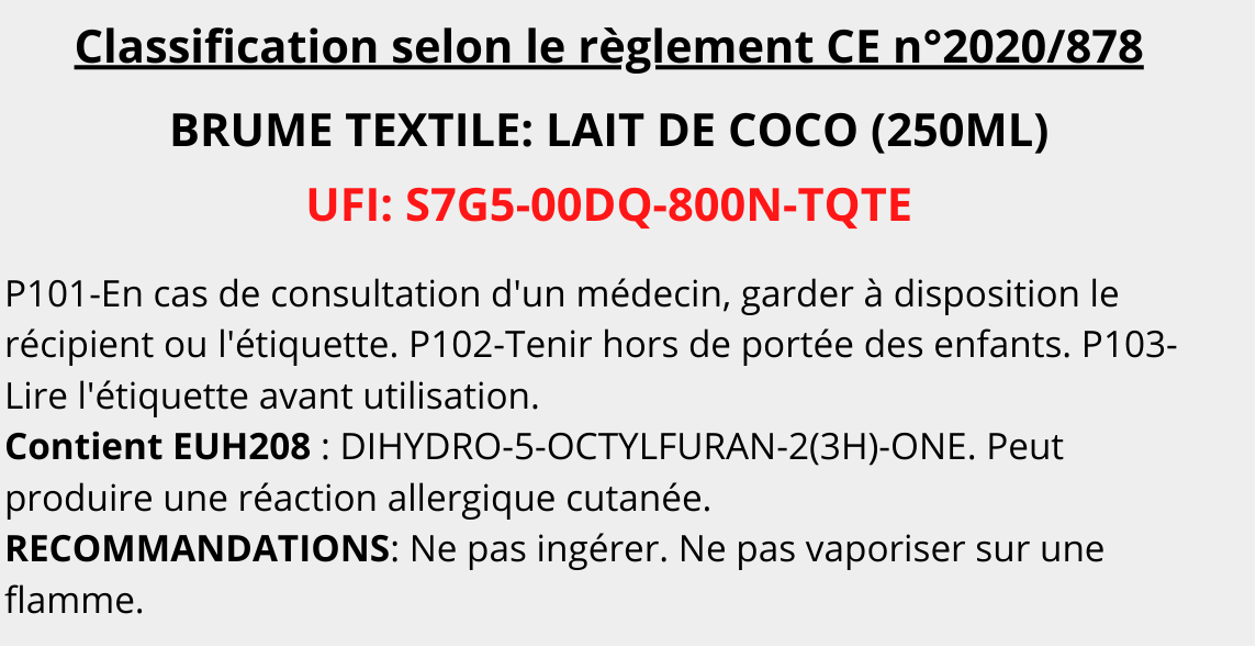 Brume textile - Lait de coco