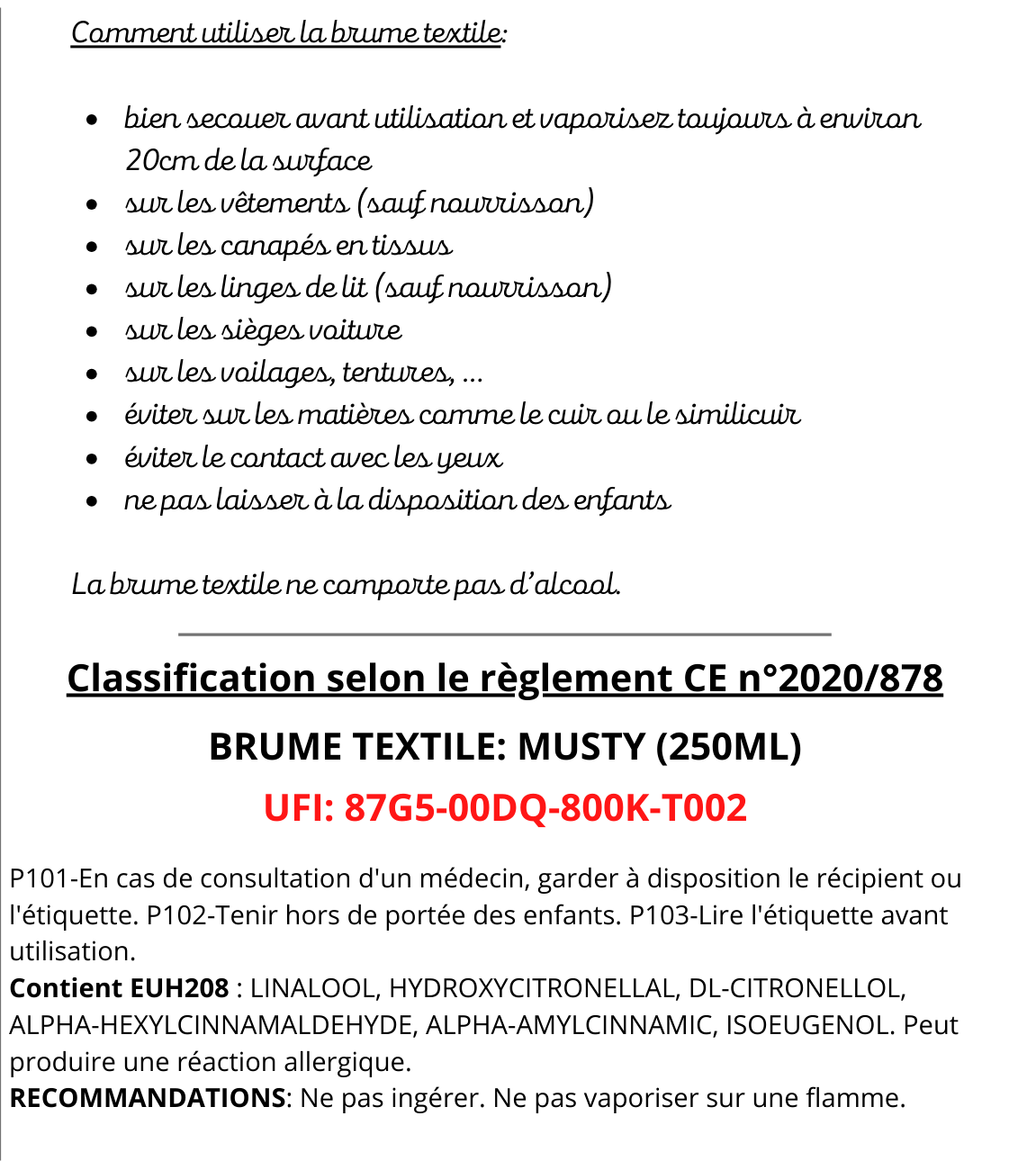 BRUME TEXTILE - MUSTY (250ML)