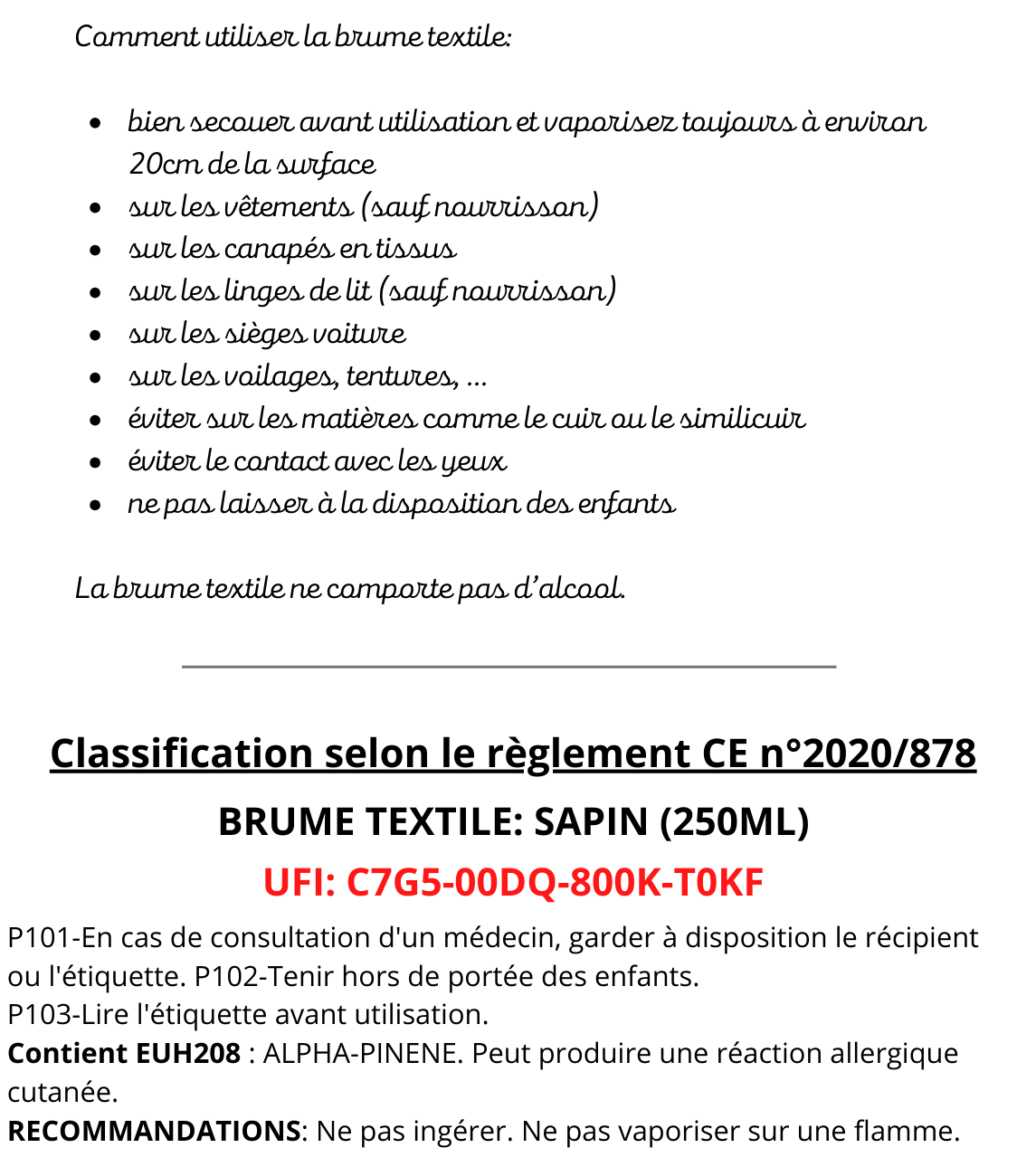 BRUME TEXTILE - SAPIN (250ML)