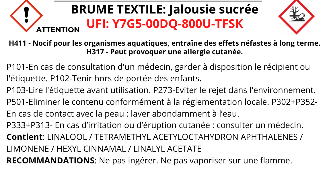 Brume textile - Jalousie sucrée