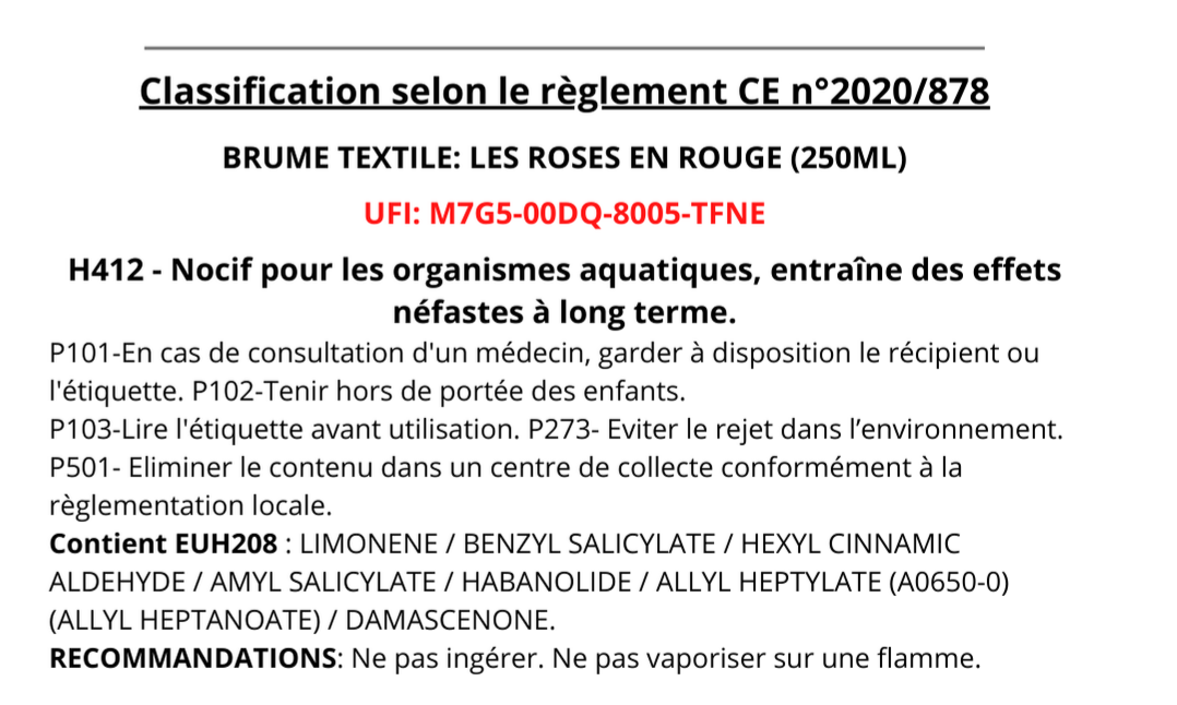 BRUME TEXTILE - LES ROSES EN ROUGE (240ML)