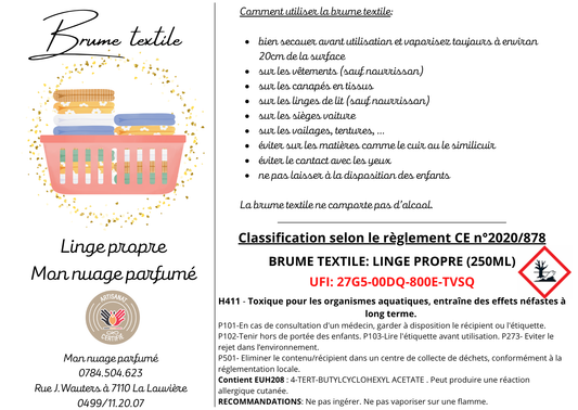 BRUME TEXTILE - LINGE PROPRE (250ML)