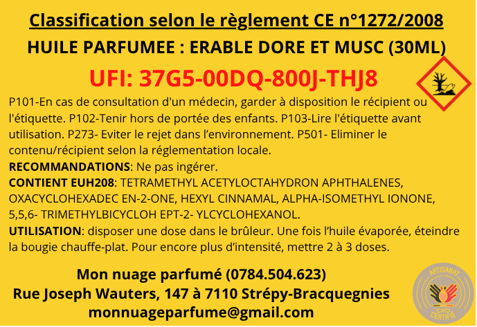 Huile parfumée "Erable doré et musc"