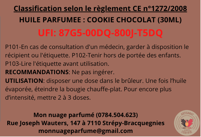 Huile parfumée "Cookie chocolat"